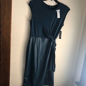NWT Teal NY&C faux wrap, faux leather dress